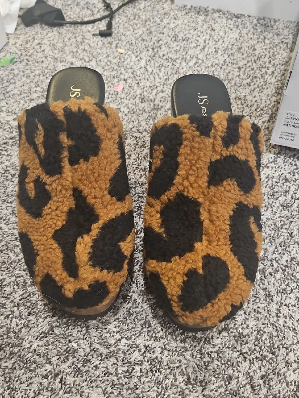 Jessica Simpson Leopard Faux Shearling Mule - Black & Brown